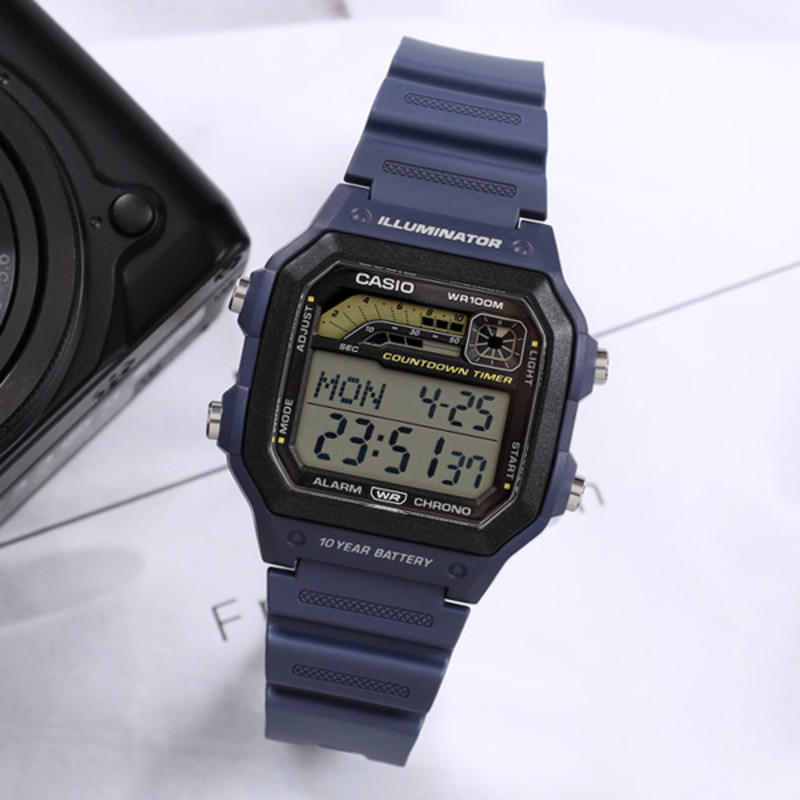 카시오 남성 군입대 선물 디지털 방수 시계 WS-1600H-2A