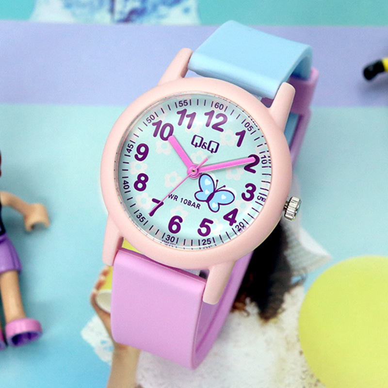 큐앤큐 어린이 아동 시계 파랑 나비 VS49J-003Y