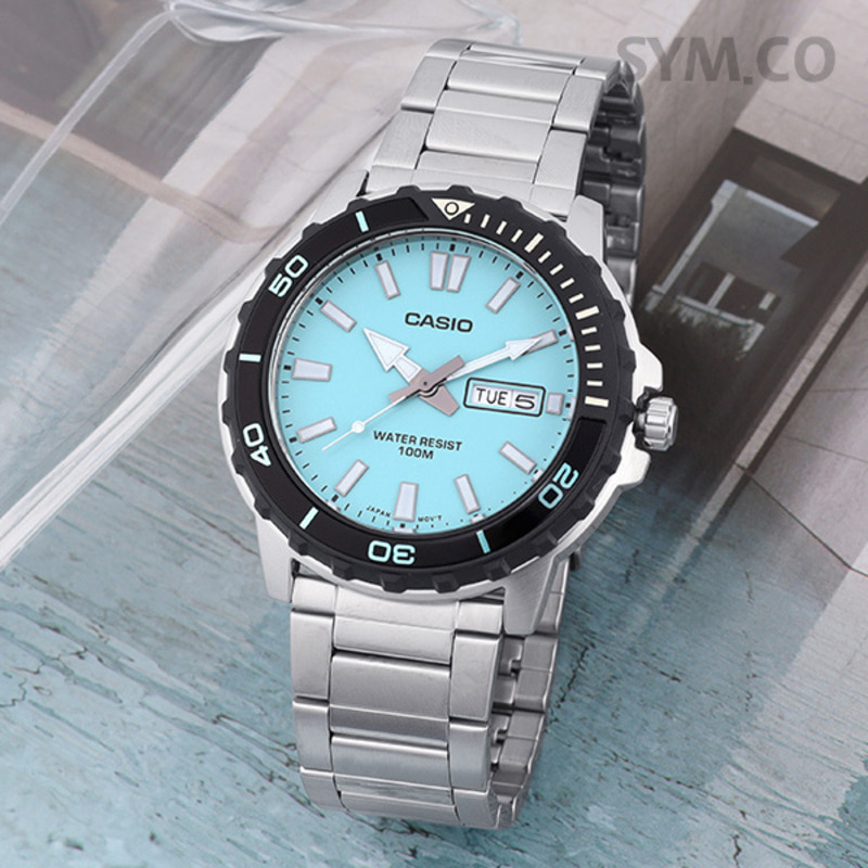 카시오 MTD-125D-2A2 다이버룩 해양스포츠 티파니 블루 방수 남자 메탈 시계