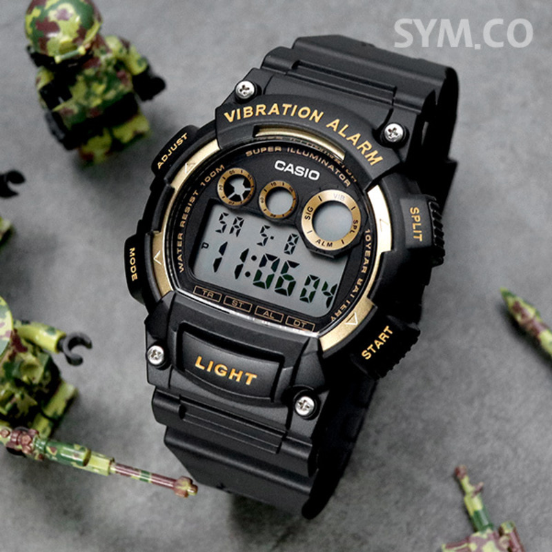 카시오 군인 레저 남성 스포츠 디지털 시계. W-735H-1A2