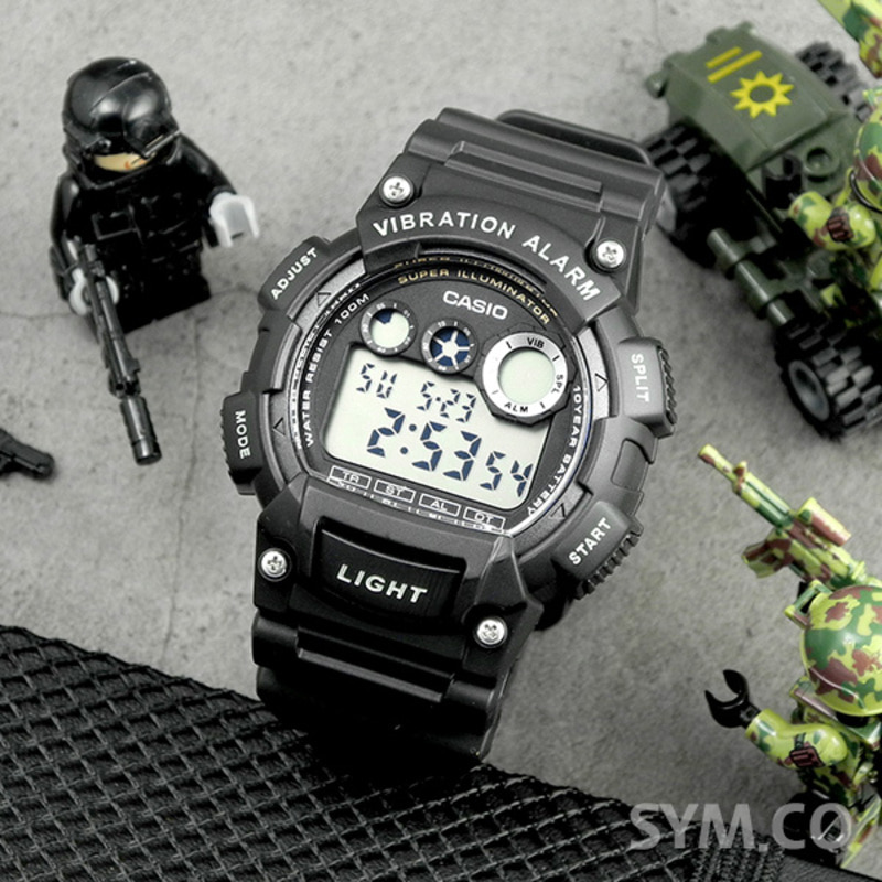 카시오 군인 레저 남성 스포츠 디지털 시계. W-735H-1A
